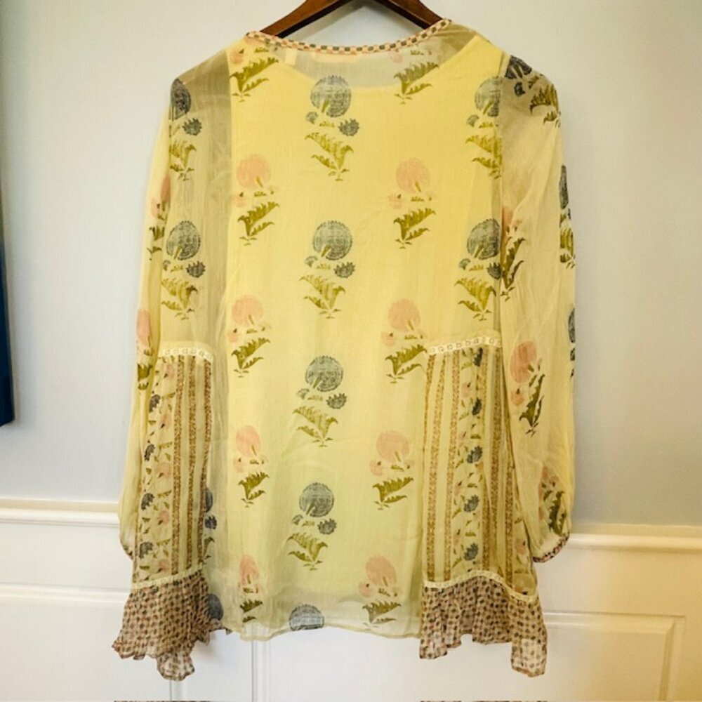 Soft Surroundings Serenata Floral Embroidered & Beaded Tunic Blouse & Tank Top S - Picture 9 of 13